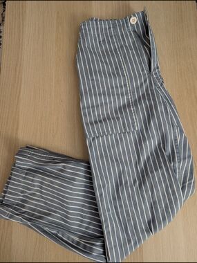 Brixton Blue and White Vertical-Striped Pants